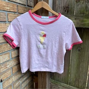 Primark Pink Crop Top Baby Tee with Ice Cream Design